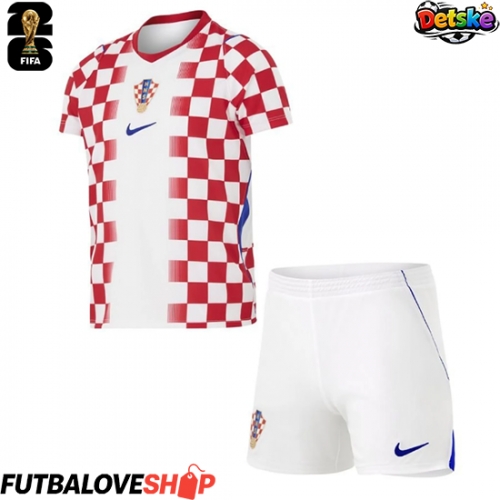 Dres Chorvátsko Domáci pre deti MS 2026 Krátky Rukáv (+ trenírky)